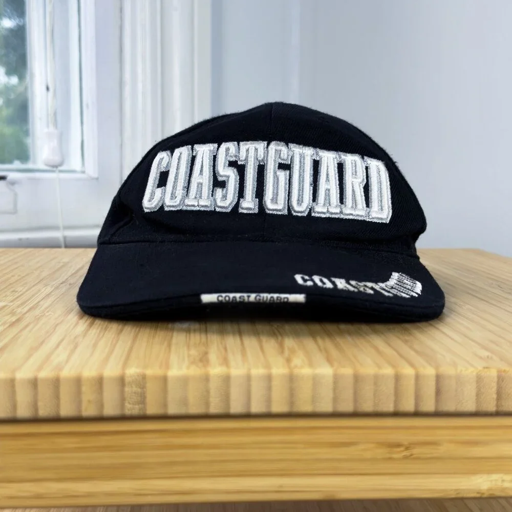 Coastguard Embroidered White and Black Baseball Cap One Size Unisex Beach - Picture 1 of 4